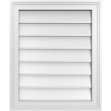 Ekena Millwork Vertical Surface Mount PVC Gable Vnt: Non-Functional, w/2"W x 1-1/2"H, Brickmould Frame, 20"W x 24"H GVPVE20X2402SN